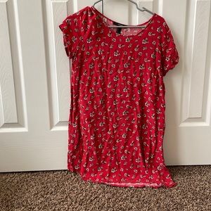 Floral red mini dress